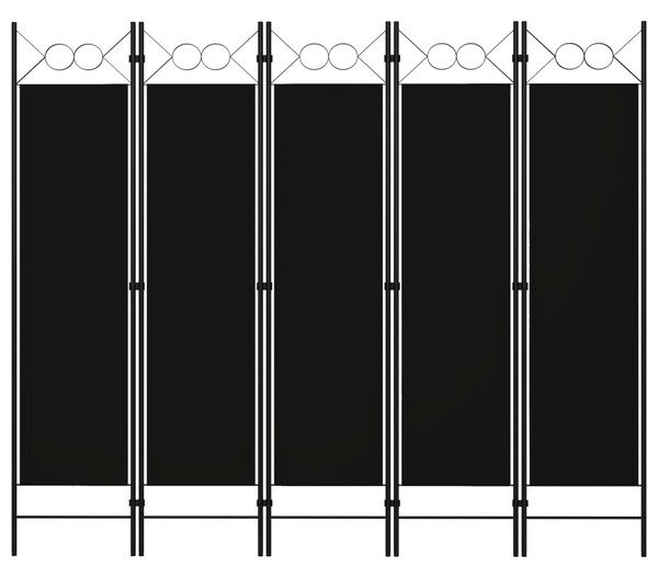 Paraván s 5 panelmi, čierny 200x180 cm