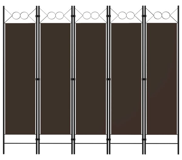 Paraván s 5 panelmi, hnedý 200x180 cm
