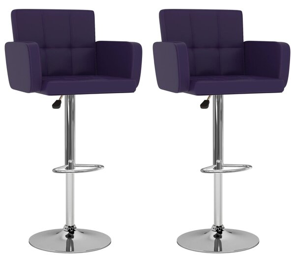 Barové stoličky 2 ks, fialové, umelá koža