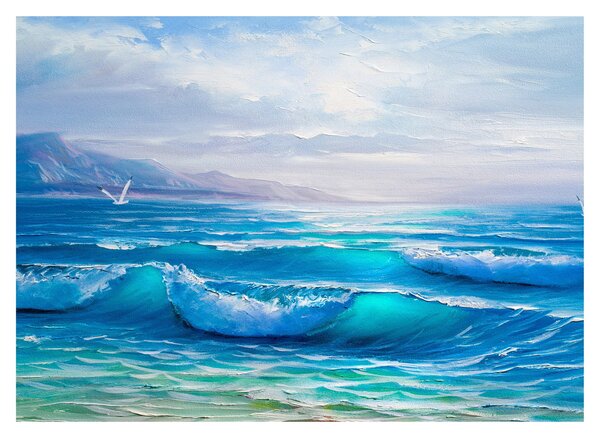 Obraz - Olejomaľba mora s čajkami (70x50 cm)