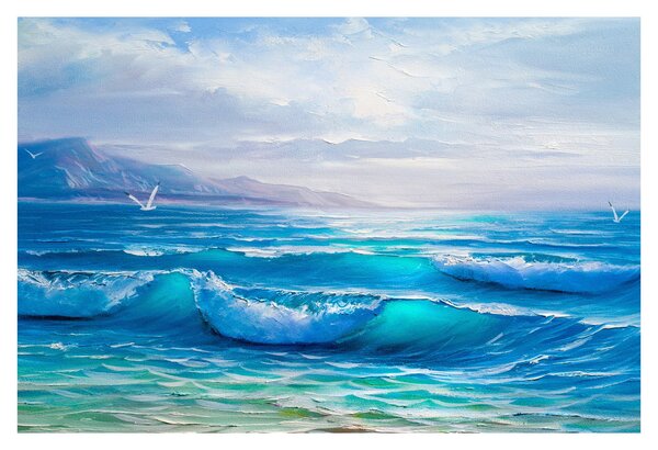 Obraz - Olejomaľba mora s čajkami (90x60 cm)