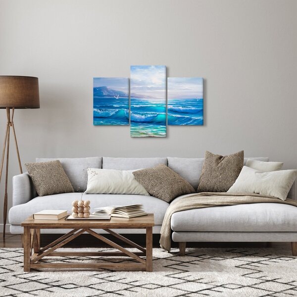 Obraz - Olejomaľba mora s čajkami (90x60 cm)
