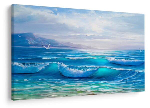 Obraz - Olejomaľba mora s čajkami (90x60 cm)