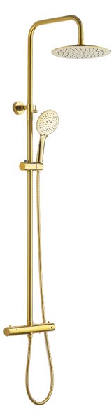 Invena Trend, sprchová súprava s termostatickou batériou, ručnou a hlavovou dažďovou sprchou, zlatá lesklá, INV-AU-16-009-X