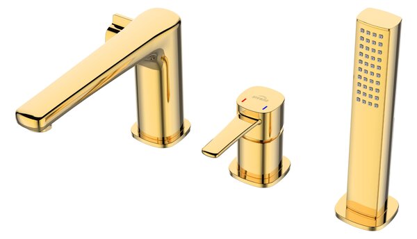 Invena Trend, 3-otvorová vaňová batéria, zlatá lesklá, INV-BW-02-S09-V