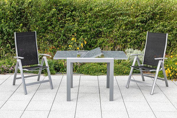 ZÁHRADNÝ STÔL, kov, sklo, 80-120/70/75,5 cm Gardenson - Online Only záhrada, Online Only