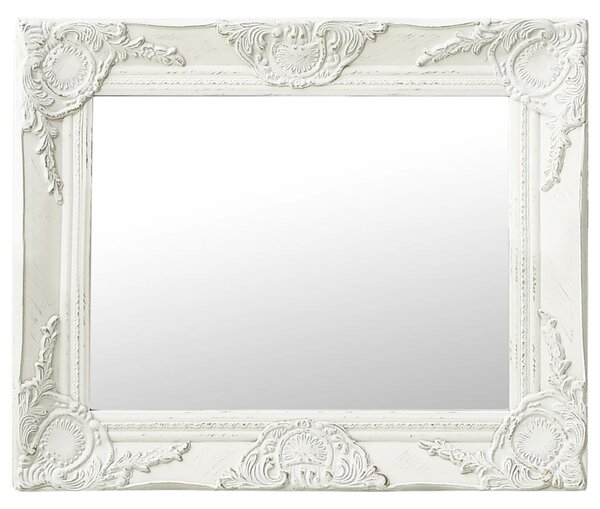 Nástenné zrkadlo v barokovom štýle 50x40 cm biele