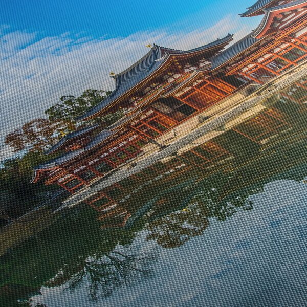Obraz - Chrám Byodo-in, Japonsko (s hodinami) (90x30 cm)