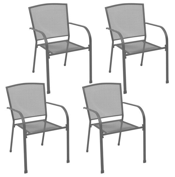Vonkajšie stoličky 4 ks, sieťovinový dizajn, antracitové, oceľ