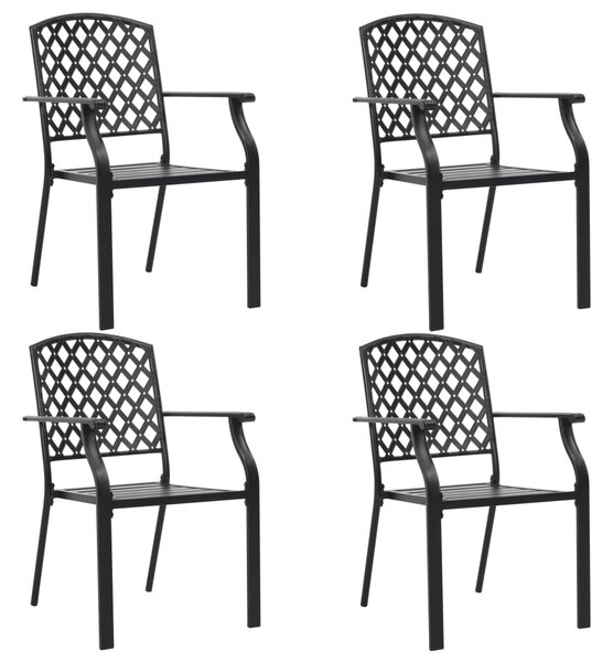 Vonkajšie stoličky 4 ks, sieťovinový dizajn, oceľ, čierne