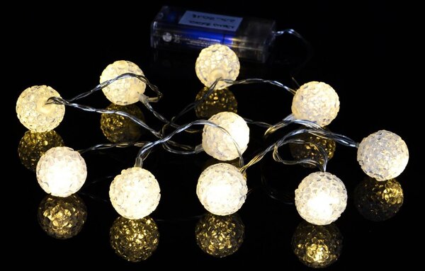Nexos 57396 Vianočná dekoratívna reťaz - svetelné gule - 10 LED teplá biela