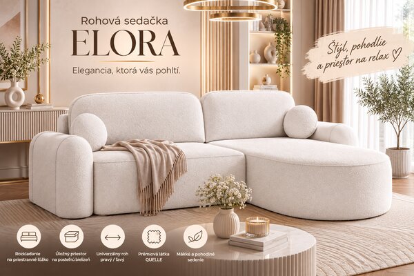 ROHOVÁ ROZKLADACIA SEDAČKA ELORA 280 x 178 cm