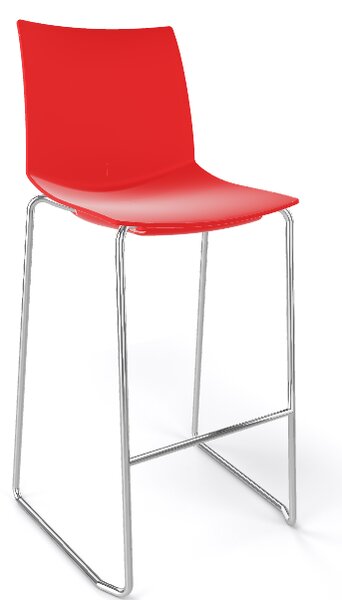 GABER - Barová stolička KANVAS ST 76 - vysoká, červená/chróm