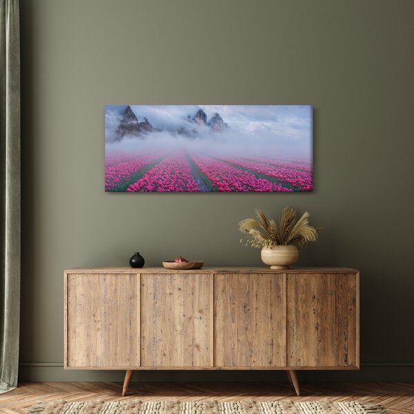 Obraz - Krajina s tulipánovými poľami (120x50 cm)