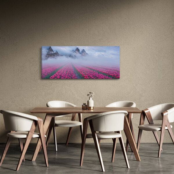 Obraz - Krajina s tulipánovými poľami (120x50 cm)