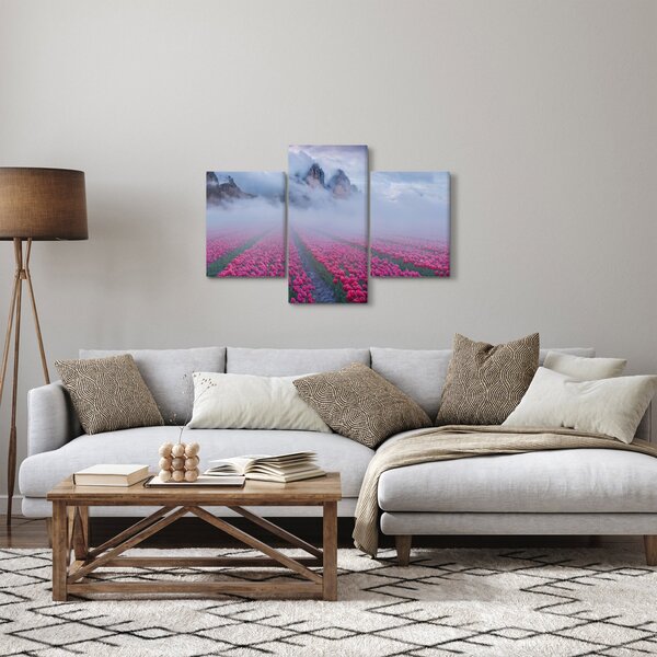 Obraz - Krajina s tulipánovými poľami (90x60 cm)