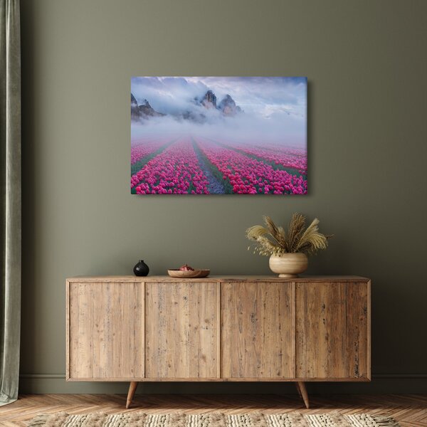 Obraz - Krajina s tulipánovými poľami (90x60 cm)