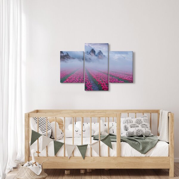 Obraz - Krajina s tulipánovými poľami (90x60 cm)
