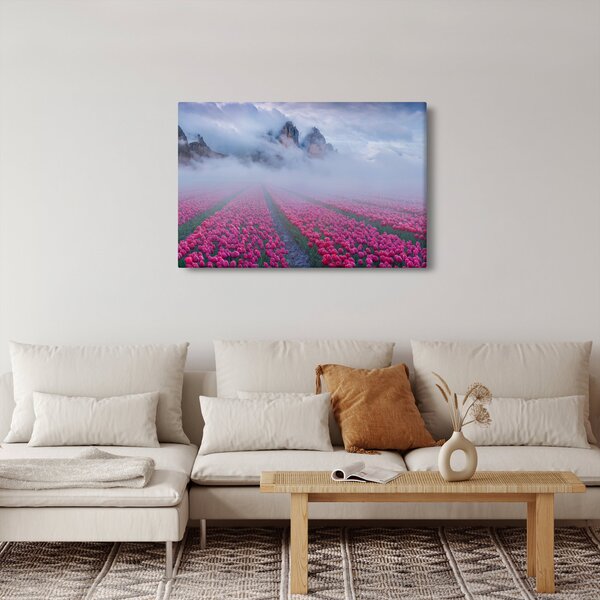 Obraz - Krajina s tulipánovými poľami (90x60 cm)