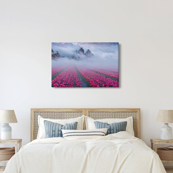 Obraz - Krajina s tulipánovými poľami (90x60 cm)