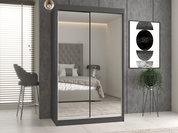 TP Living Šatníková skriňa s 2 zrkadlami IGA 120 cm antracit
