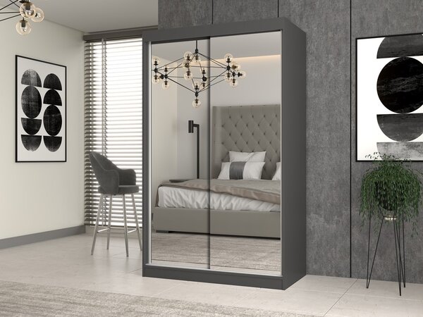 TP Living Šatníková skriňa s 2 zrkadlami IGA 120 cm antracit