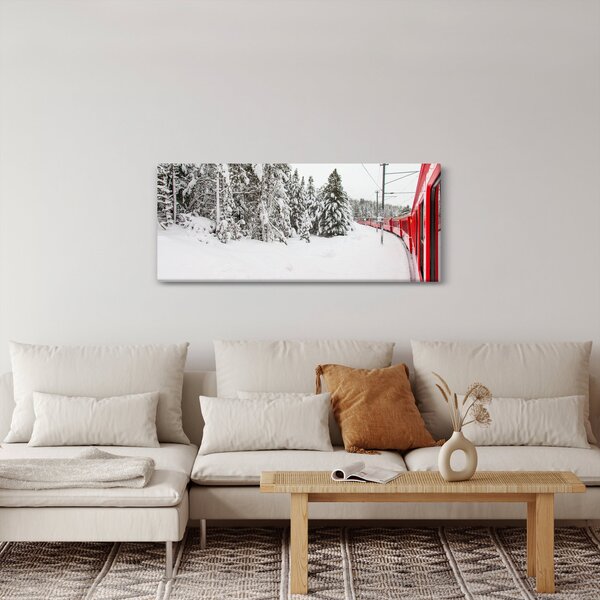 Obraz - Vlak v zasneženej krajine (120x50 cm)