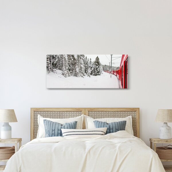 Obraz - Vlak v zasneženej krajine (120x50 cm)