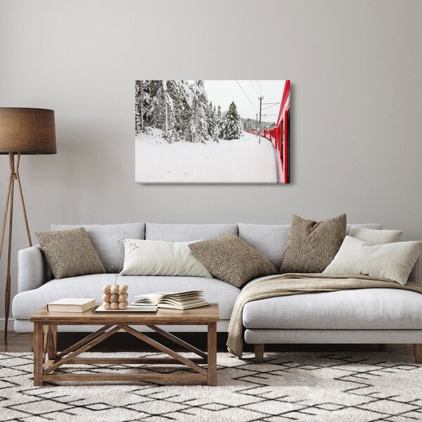 Obraz - Vlak v zasneženej krajine (90x60 cm)
