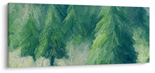 Obraz - Maľované ihličnany (120x50 cm)