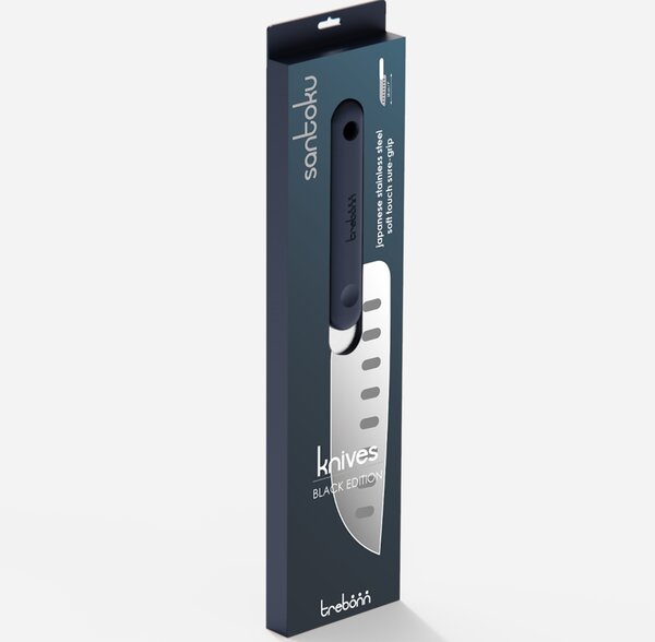 Nôž na ovocia zeleninu Trebonn Santoku čierny 18 cm