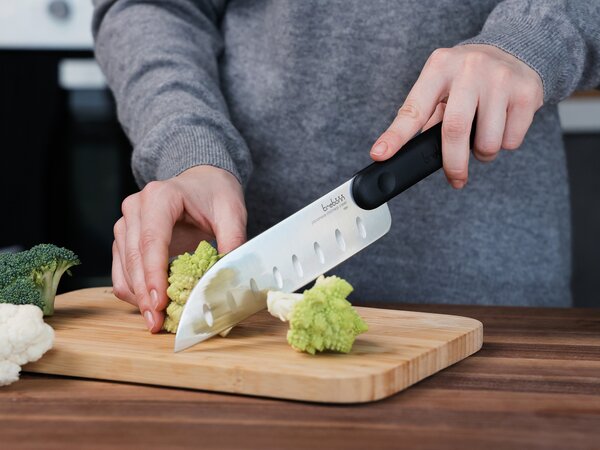 Nôž na ovocia zeleninu Trebonn Santoku čierny 18 cm