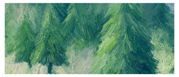 Obraz - Maľované ihličnany (120x50 cm)