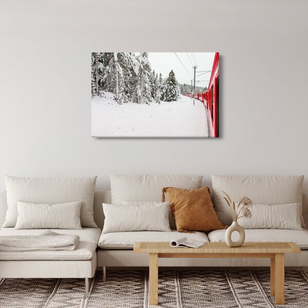 Obraz - Vlak v zasneženej krajine (90x60 cm)
