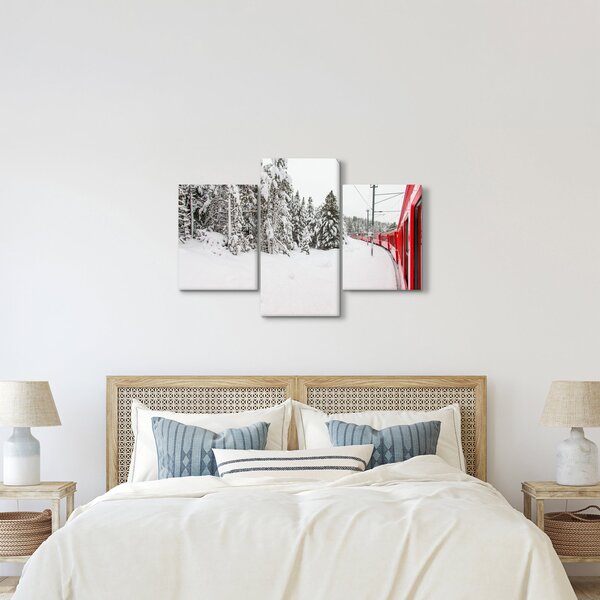 Obraz - Vlak v zasneženej krajine (90x60 cm)