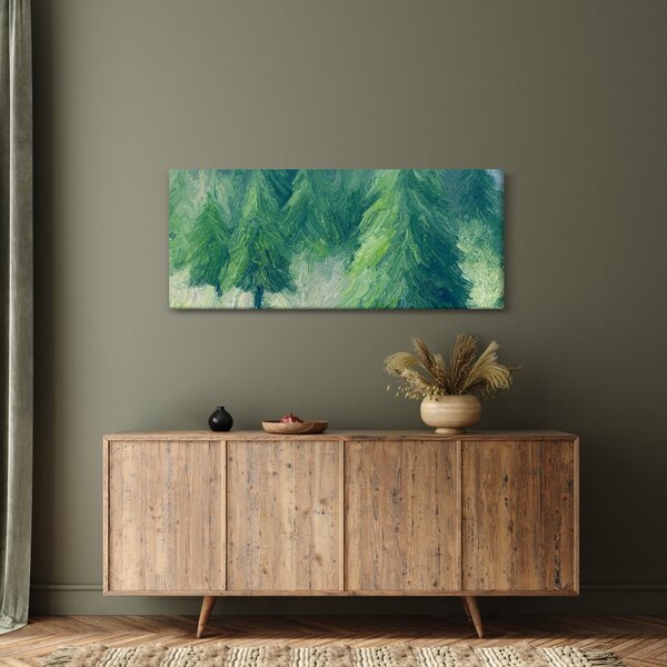 Obraz - Maľované ihličnany (120x50 cm)