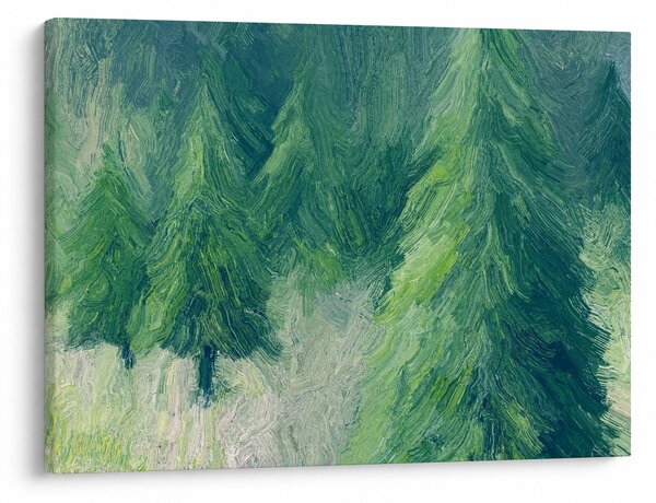 Obraz - Maľované ihličnany (70x50 cm)