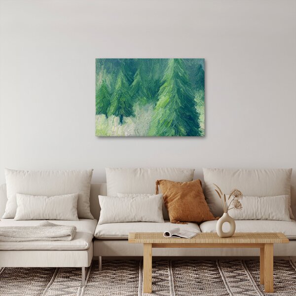 Obraz - Maľované ihličnany (70x50 cm)