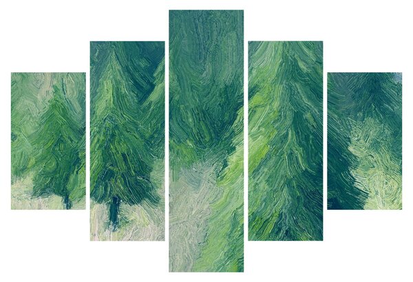 Obraz - Maľované ihličnany (150x105 cm)