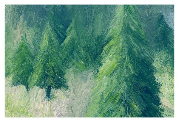 Obraz - Maľované ihličnany (90x60 cm)