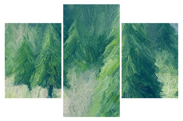 Obraz - Maľované ihličnany (90x60 cm)