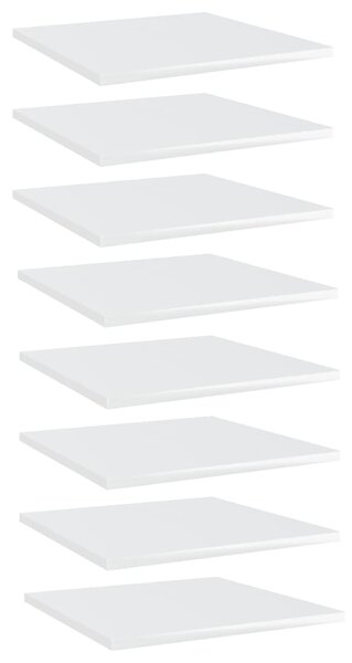 Prídavné police 8 ks, lesklé biele 40x40x1,5 cm, drevotrieska