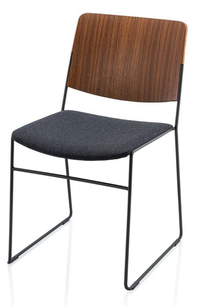 Fornasarig - Stolička LINK 60X z orechového dreva s čalúneným sedadlom