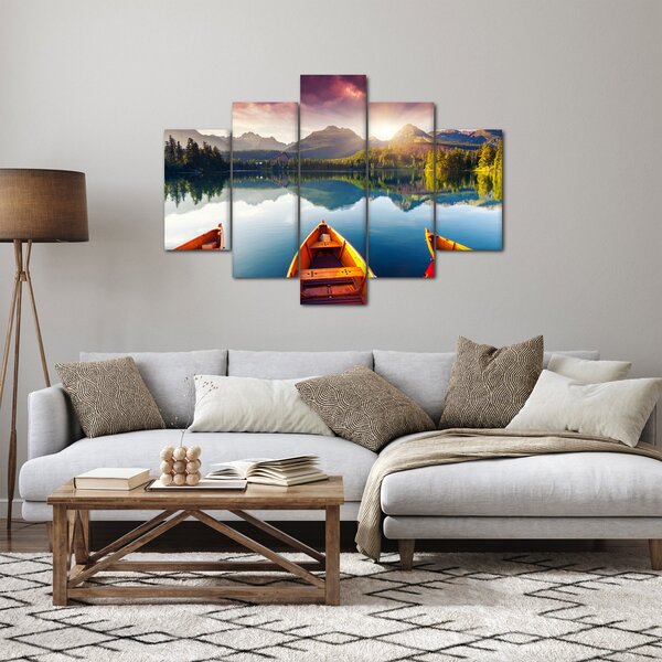 Obraz - Jazero s loďkami (150x105 cm)
