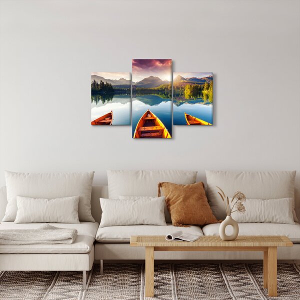 Obraz - Jazero s loďkami (90x60 cm)
