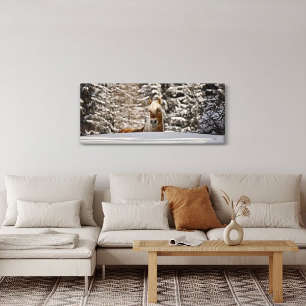 Obraz - Kôň v zimnej krajine (120x50 cm)