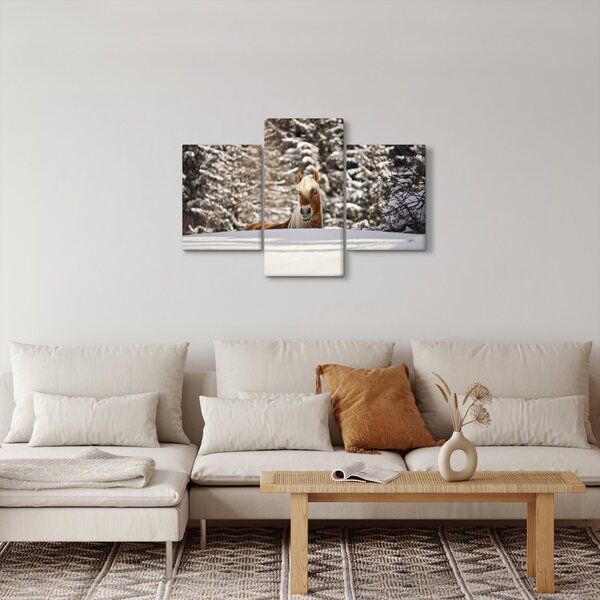 Obraz - Kôň v zimnej krajine (90x60 cm)