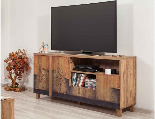 Dizajnový TV stolík Aaralyn 160 cm borovica atlantská - Otvorené balenie