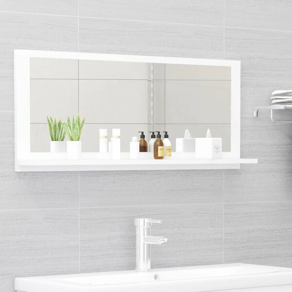 Kúpeľňové zrkadlo, biele 90x10,5x37 cm, kompozitné drevo