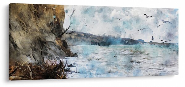 Obraz - Útes, akvarel (120x50 cm)